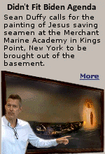 Transportation Secretary Sean Duffy caused a splash when he requested a replica of a basement-bound painting of Jesus walking on water to be hung behind his desk in his federal office. The move comes about a month after Duffy called for the massive, 81-year-old ''Christ on the Water'' painting to, once again, be prominently displayed in the U.S. Merchant Marine Academy in Kings Point, New York, after it was sidelined during former President Joe Biden's administration.